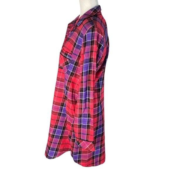 NWT Victoria's Secret Red Purple Plaid Cotton Sleep Shirt Size M - Picture 5 of 15